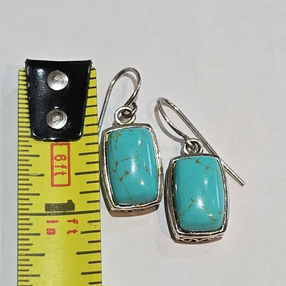 Set of  Mexican 925 Sterling silver Turquoise ring & Earrings - Picture 9 of 10
